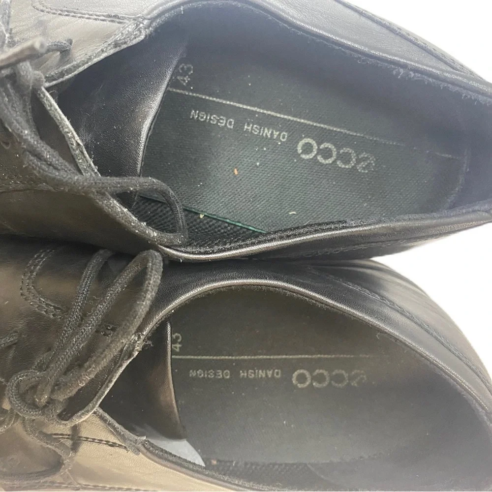 Ecco black leather tie up dress shoes men’s size 10